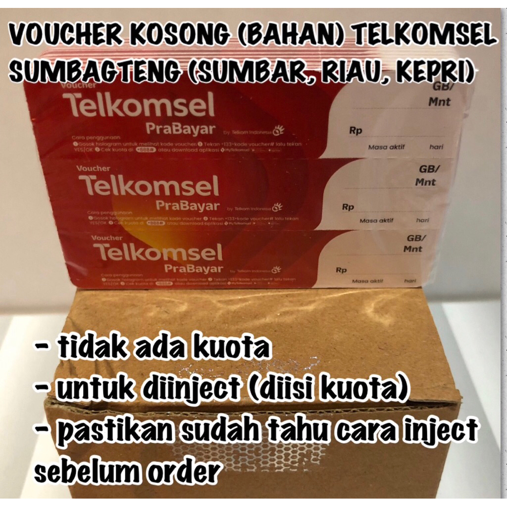 Voucher Kosong Telkomsel Sumbagteng (SUMBAR, RIAU, KEPRI)- 75 SN dan 150 SN