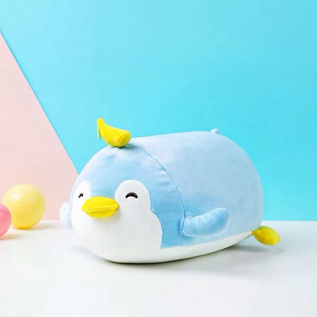 Miniso Lying Penguin Plush Toy (Pink & Blue)