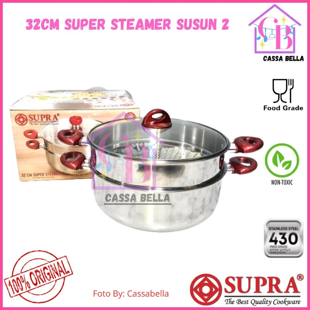 Panci Steamer Supra 32cm Susun 2/Panci Kukusan Supra 32cm Susun 2/Supra Super Steamer 32cm S2