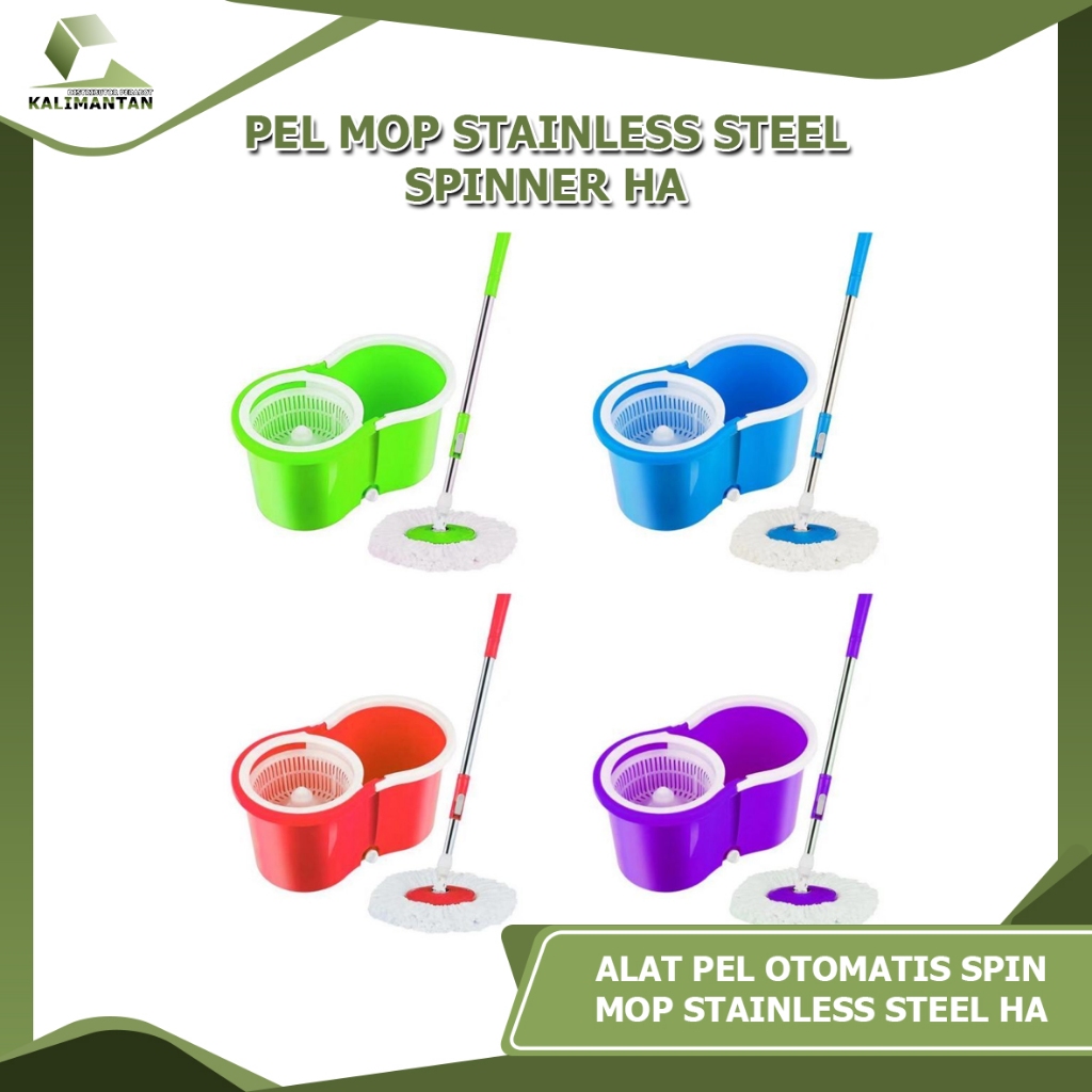 Pel Putar Otomatis Magic Mop HA / Kylo - Alat Pel Lantai Spin Mop Stainless Steel 360°