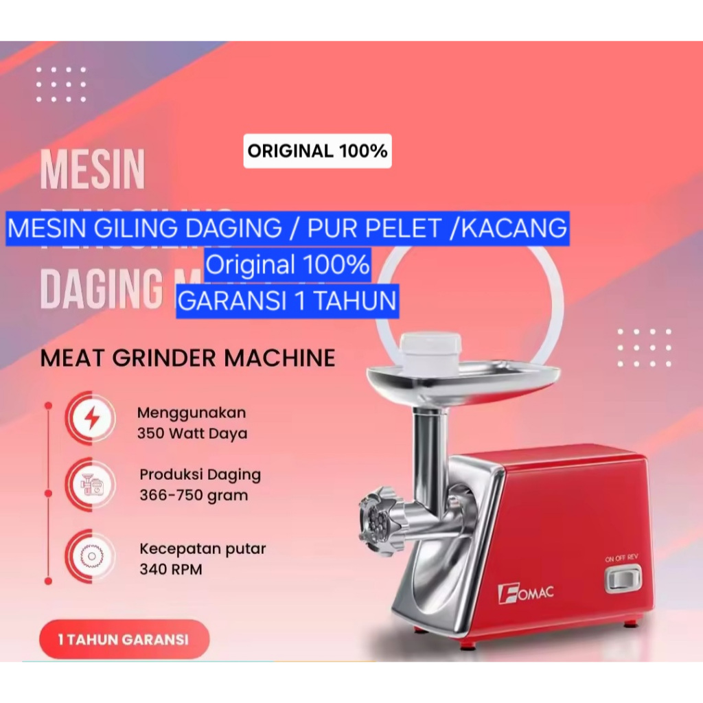 H01 Mesin penggiling daging 350w 350 W ORI 100% ALAT PERALATAN GILING PUR VOER SAYURAN KACANG PENGHA