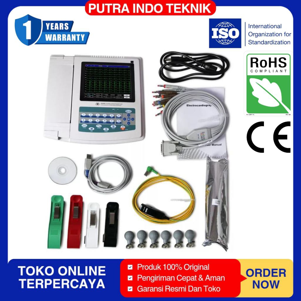 Digital 12-lead 12-channel Electrocardiograph ECG/EKG CONTEC ECG1200G