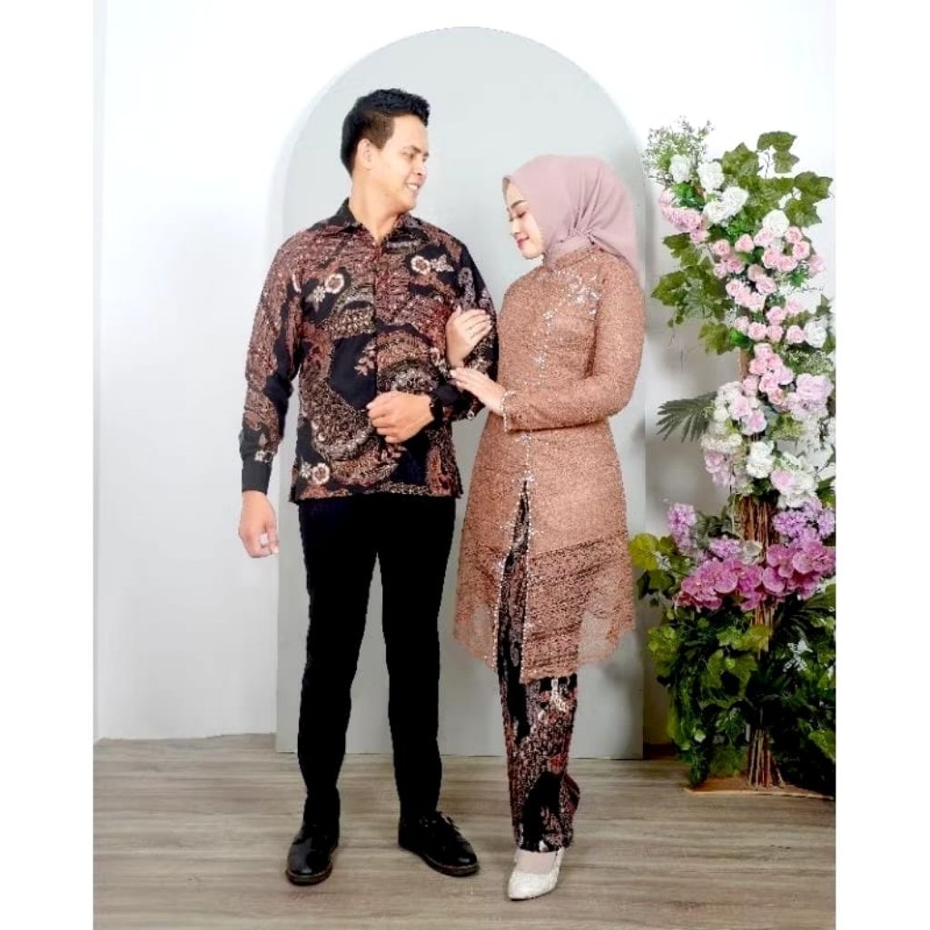 Kebaya Tunik Janggan Dan Kemeja Batik Lengan Panjang Kebaya Couple Kondangan Dan Tunangan Kebaya Bro
