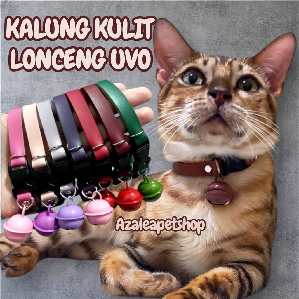 Kalung Kucing Kulit Lonceng UFO besar 22mm