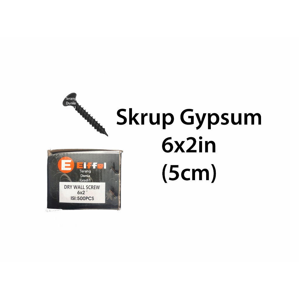 Skrup Gypsum 6x2in Skrup Gypsum 5cm Skrup Gypsum 5cm Sekrup Gipsum 5cm 1 dus isi 500 biji ukuran 5cm