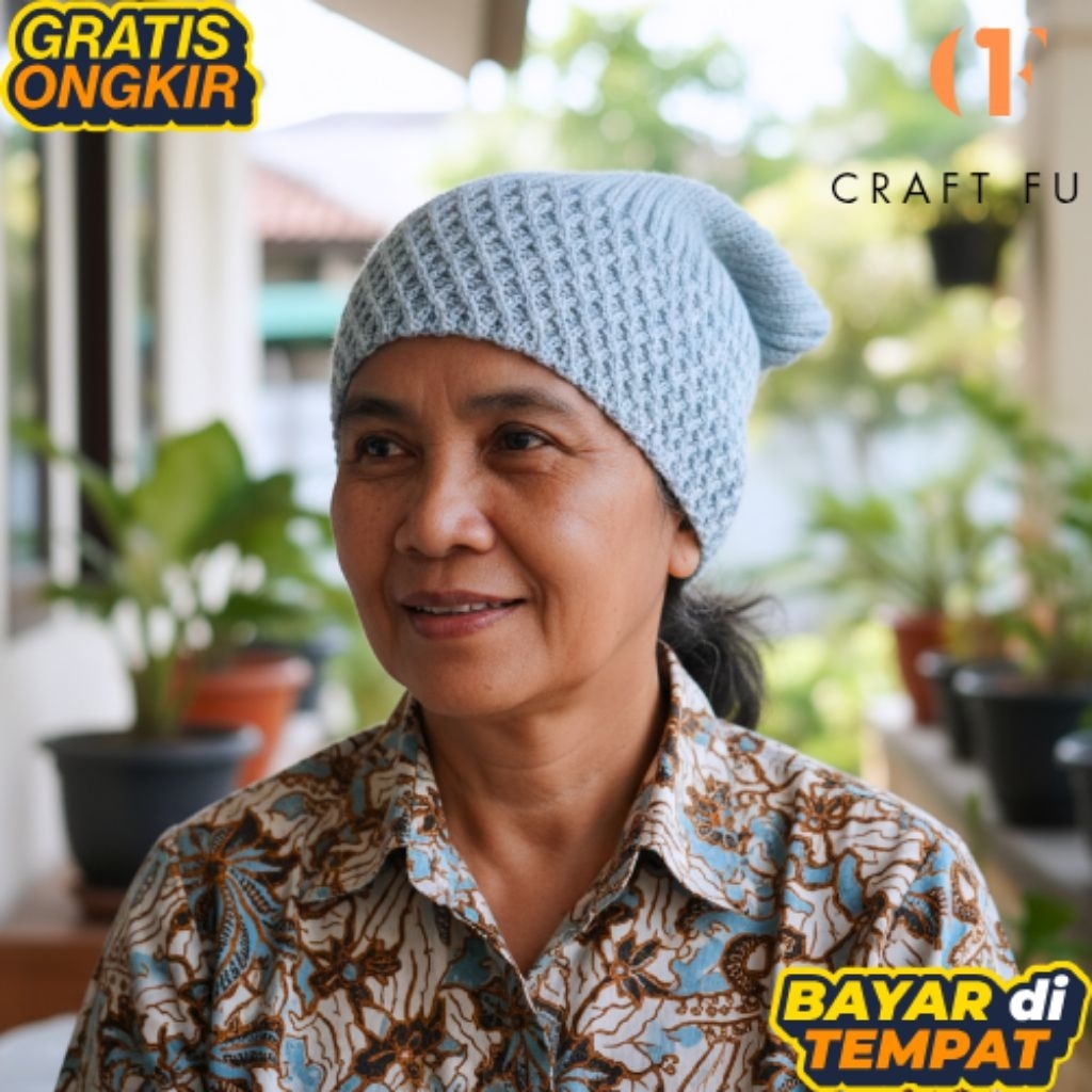 Kupluk sultan rajut wanita,  ciput nene rajut premium,  turban rajut Turki nene premium Jilbab Katun