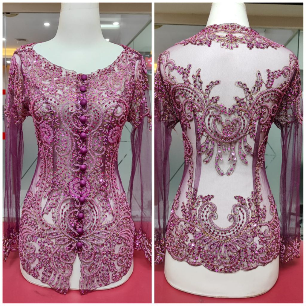 Ready kebaya Payet ORI //kebaya Payet Sabrina burgendy//kebaya lengan panjang//kebaya Payet realpict