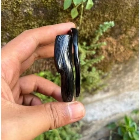 gelang akar bahar hitam polos berserat asli