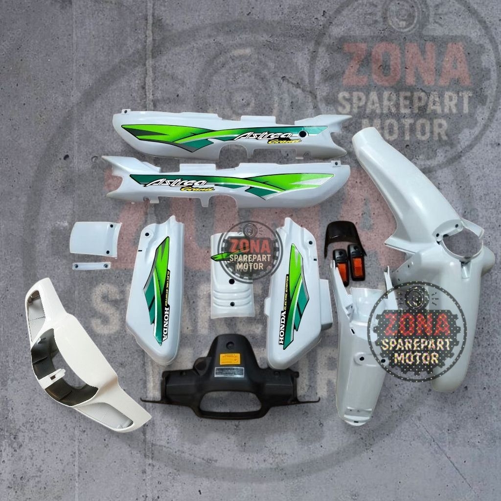 PAKET HEMAT COVER BODY BODI FULLSET HALUS HONDA ASTREA GRAND SABIT SET BATOK LEGENDA 2 WARNA PUTIH S