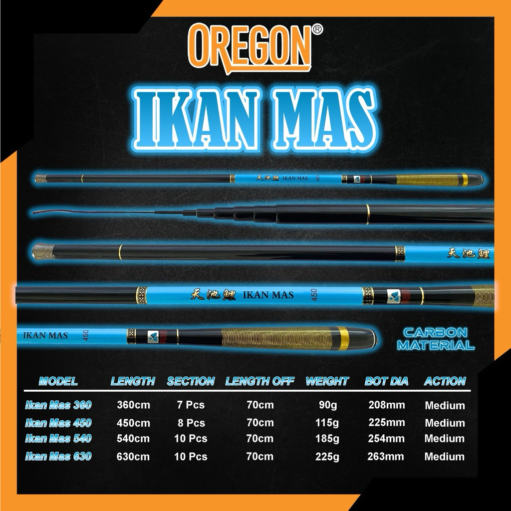 Joran Tegek Oregon Ikan Mas Bahan Karbon 360-630cm