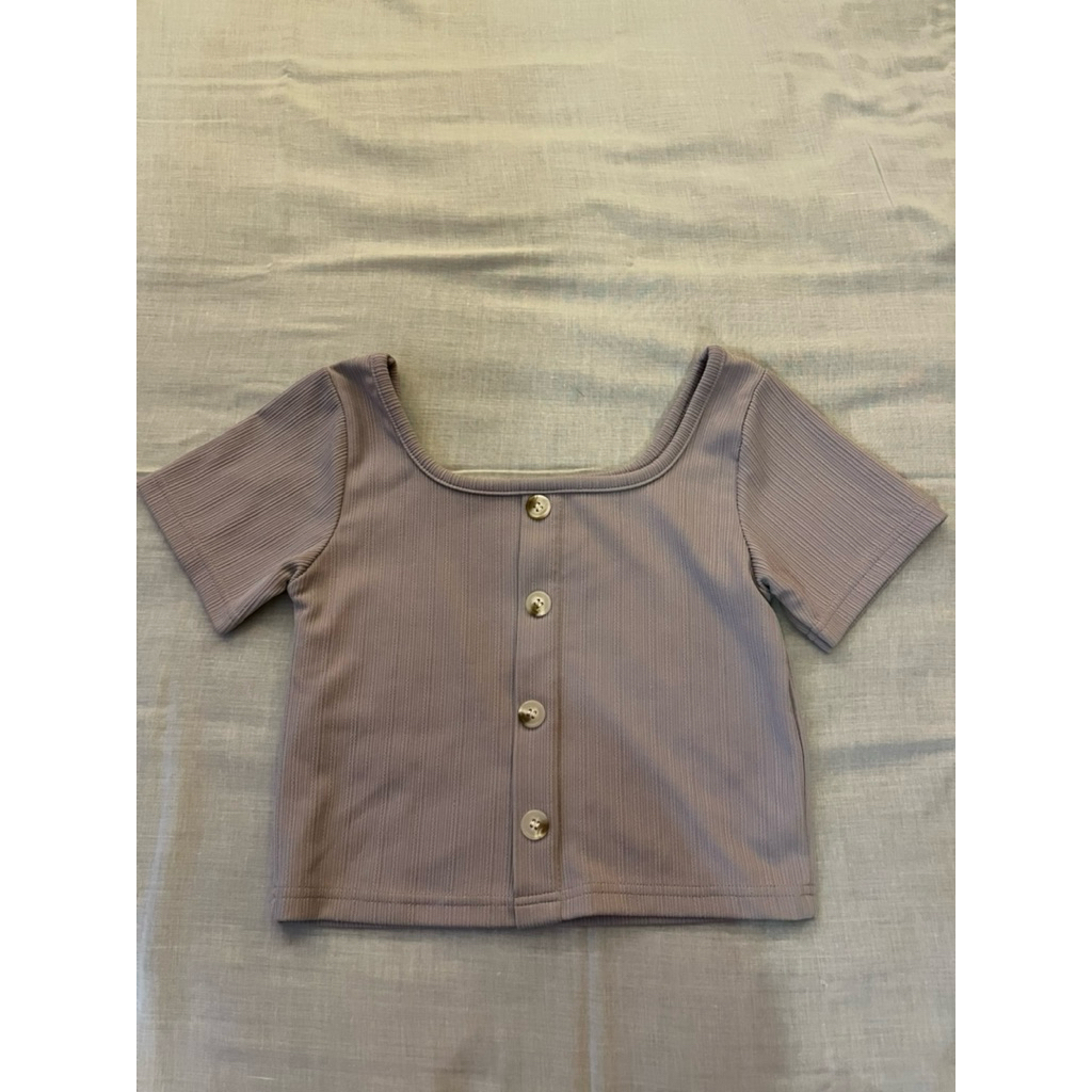 KAOS CROP TOP NO BRAND WARNA UNGU MUDA