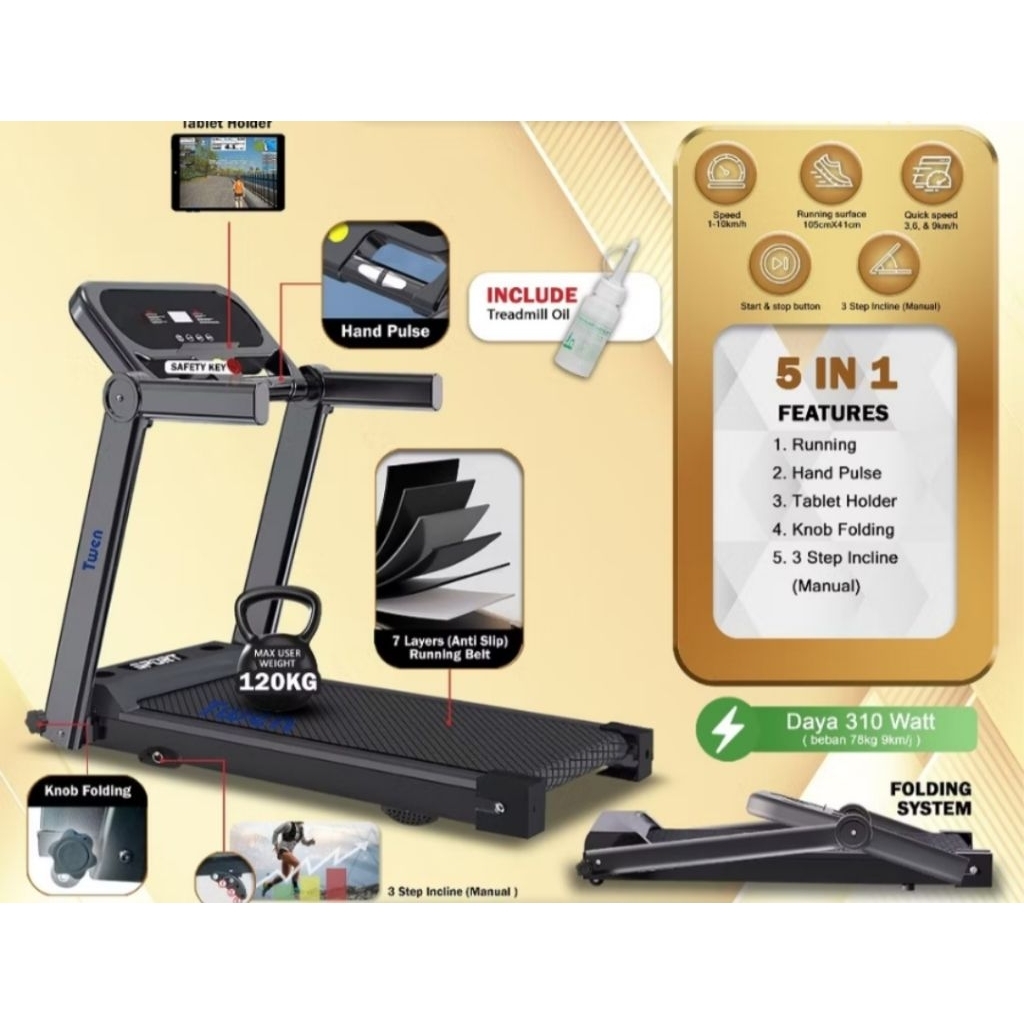 Treadmill Motor Elektrik Seken Bekas Kondisi 90% Like New