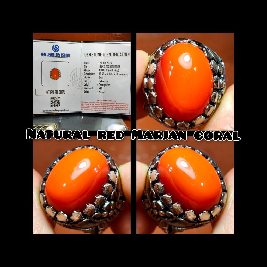 CINCIN AKIK BATU RED MARJAN CORAL KRISTAL