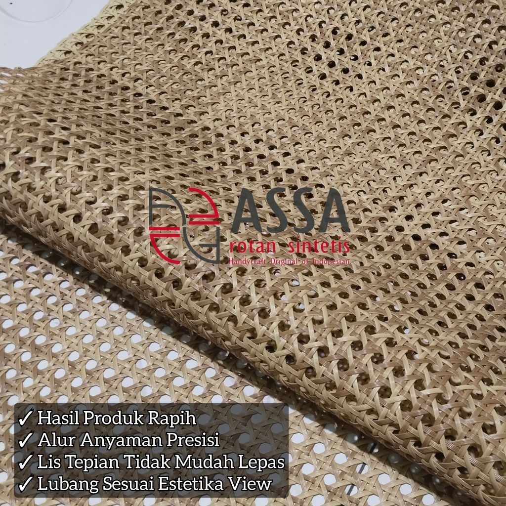 Webbing Rotan Sintetis Lembaran Motif Lubang-Bulat