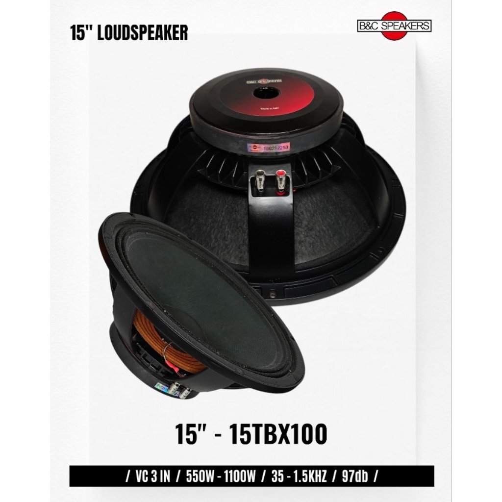 Komponen Speaker / 15 Inch / BNC 15TBX100 M / VC 3 IN / 15 TBX 100 15TBX TBX100 / 97 dB - RMS 550 Wa