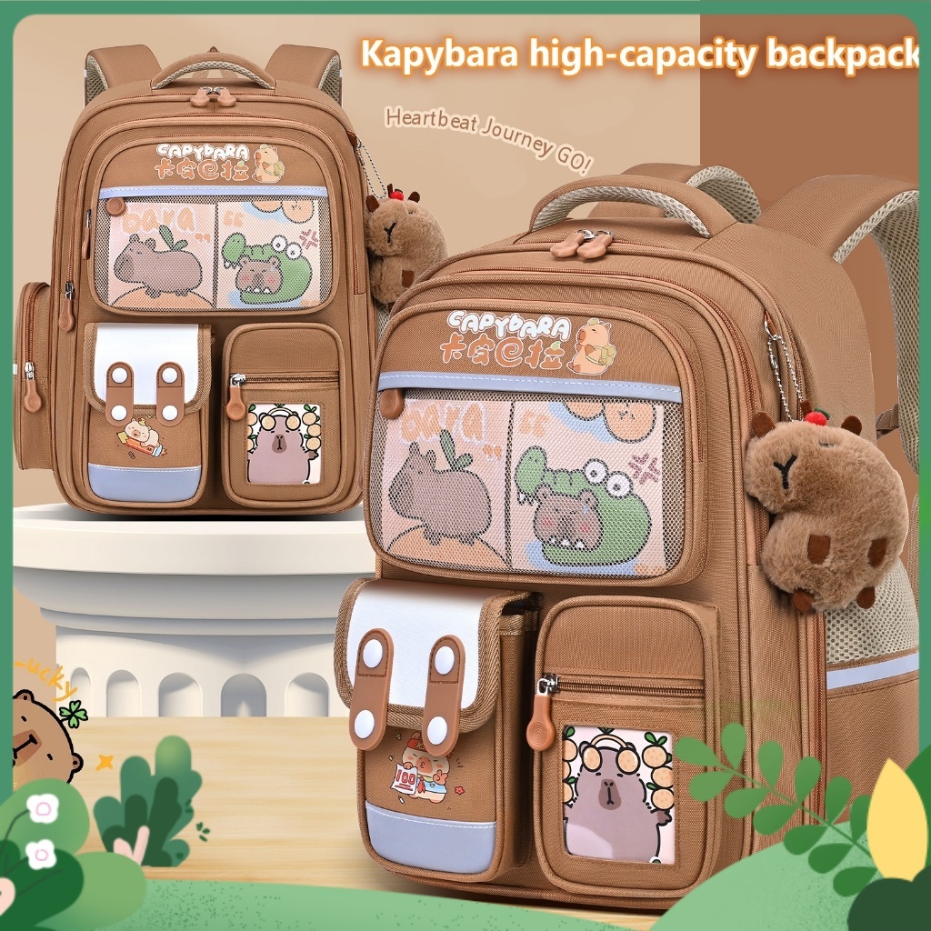 Tas Ransel Capybara yang Nyaman, Tas Sekolah Ergonomis dengan Kapasitas Besar untuk Buku-buku