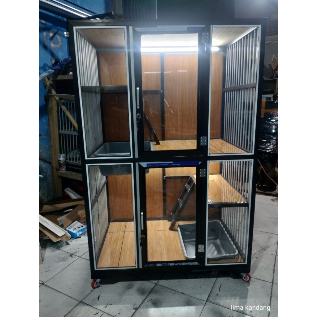 kandang kucing aluminium 2 tingkat