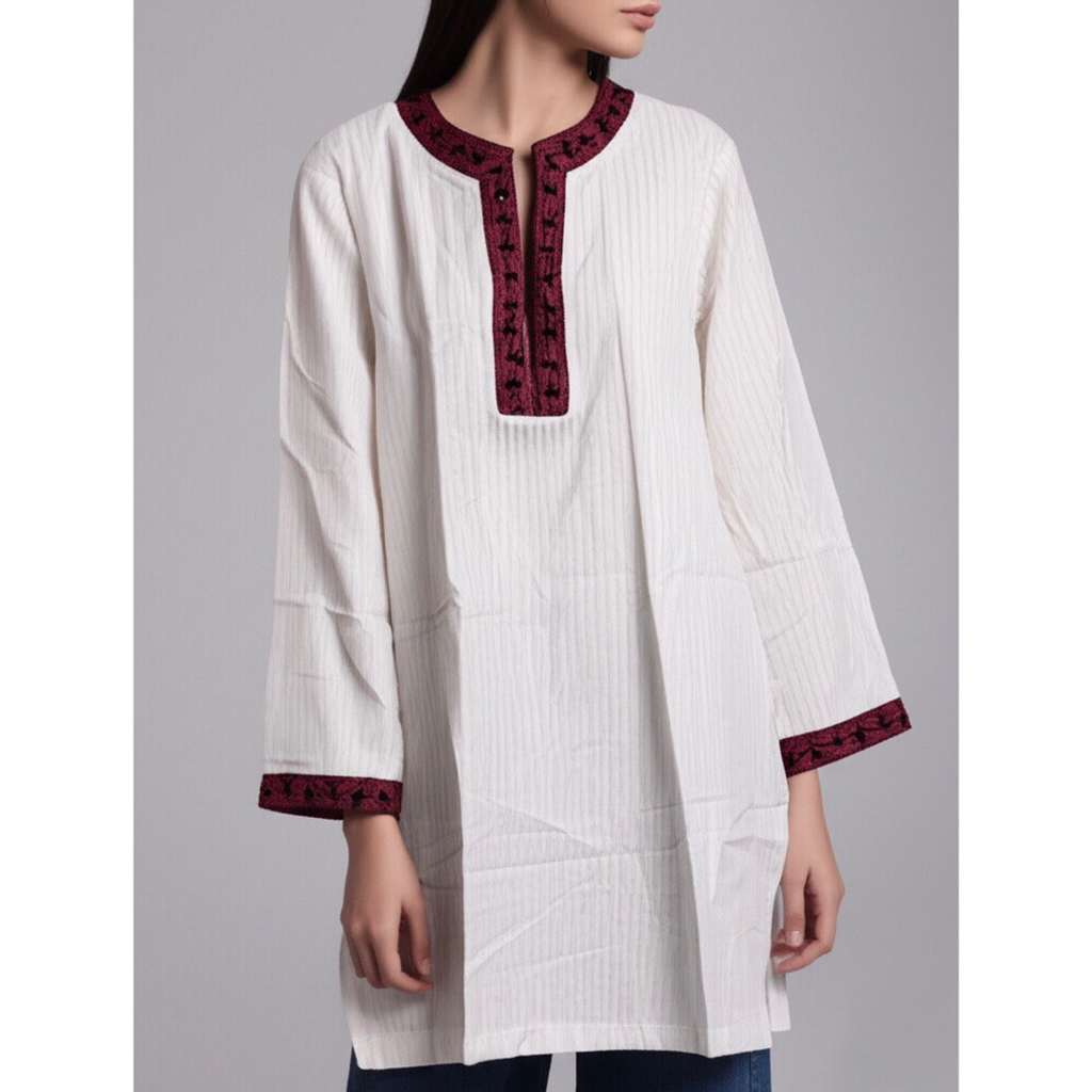 [Preloved] Bohemian Gypsy Style Embroidered White Tunic