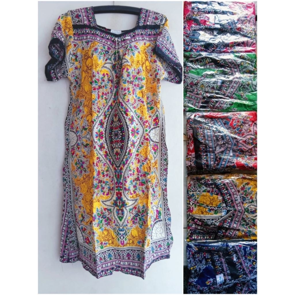 Putri Ayu Daster sikak leher kotak motif bangkok