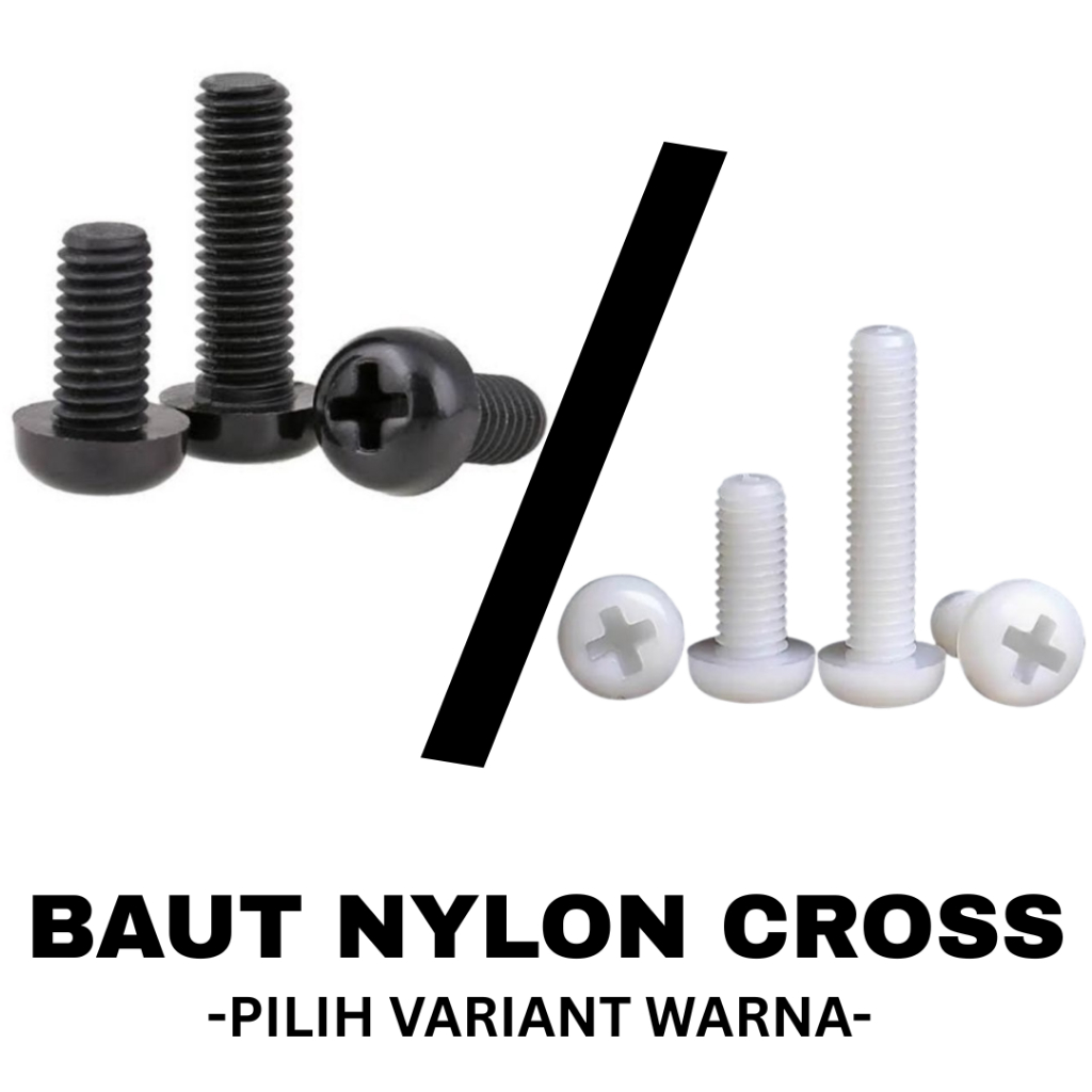 Baut Cross Nylon M3x20 Round Head Screw JP Plastik 20MM Baut Nylon M3x20 2cm