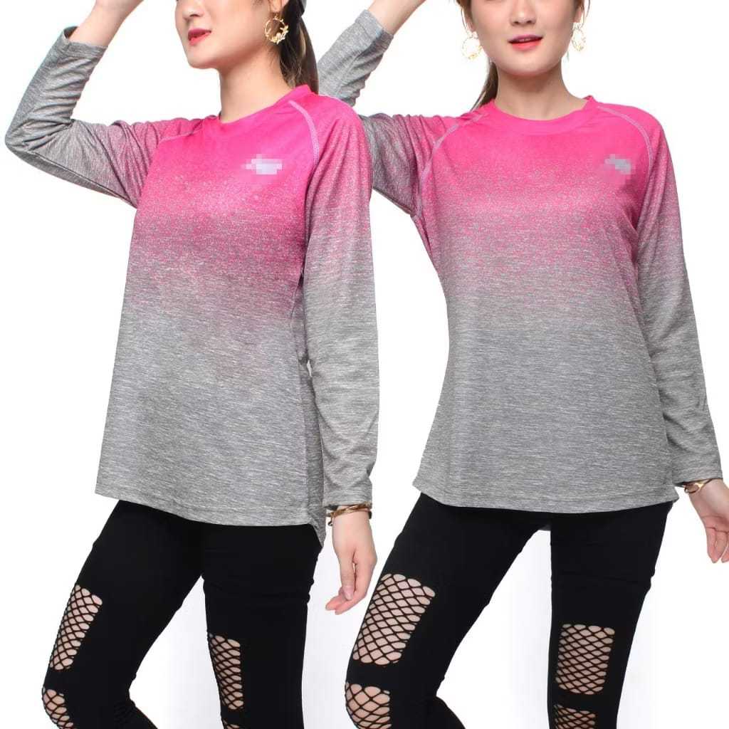 Running zumba padel Baju Olahraga Wanita Lengan Panjang Sublimation Print Model BJNBP01 untuk Runnin