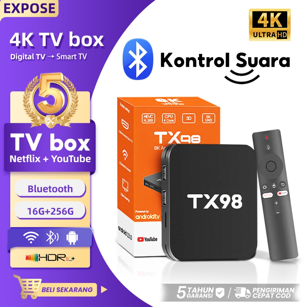 Android TV Box 4K 16G+256G Android 13 Smart TV || Android 13 4K TV Box 16GB RAM 256GB ROM Bluetooth