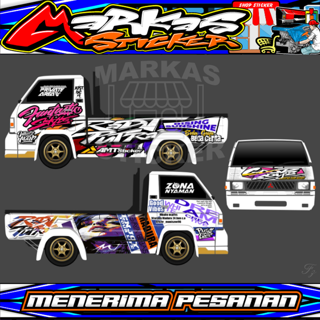 Stiker Variasi Full Body Samping Pickup L300 - Bak Samping Kanan Kiri - Pintu Samping Kanan Kiri - B