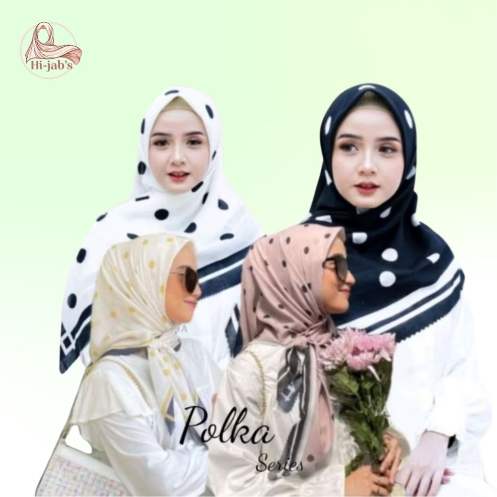 TERBARU HIJAB SEGIEMPAT MOTIF POLKA SERIES VOAL PREMIUM