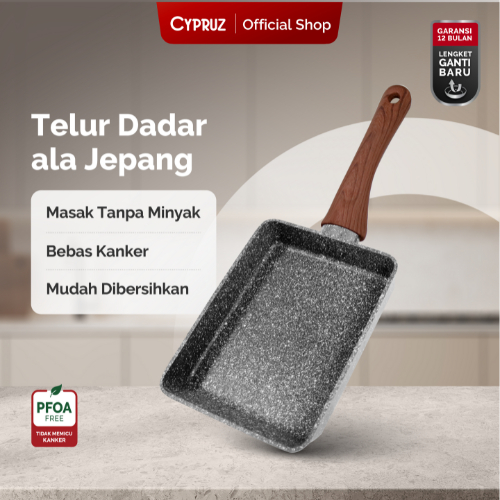 Cypruz Tamagoyaki Panci Wajan Penggorengan Telur Anti Lengket Grey Marble Series
