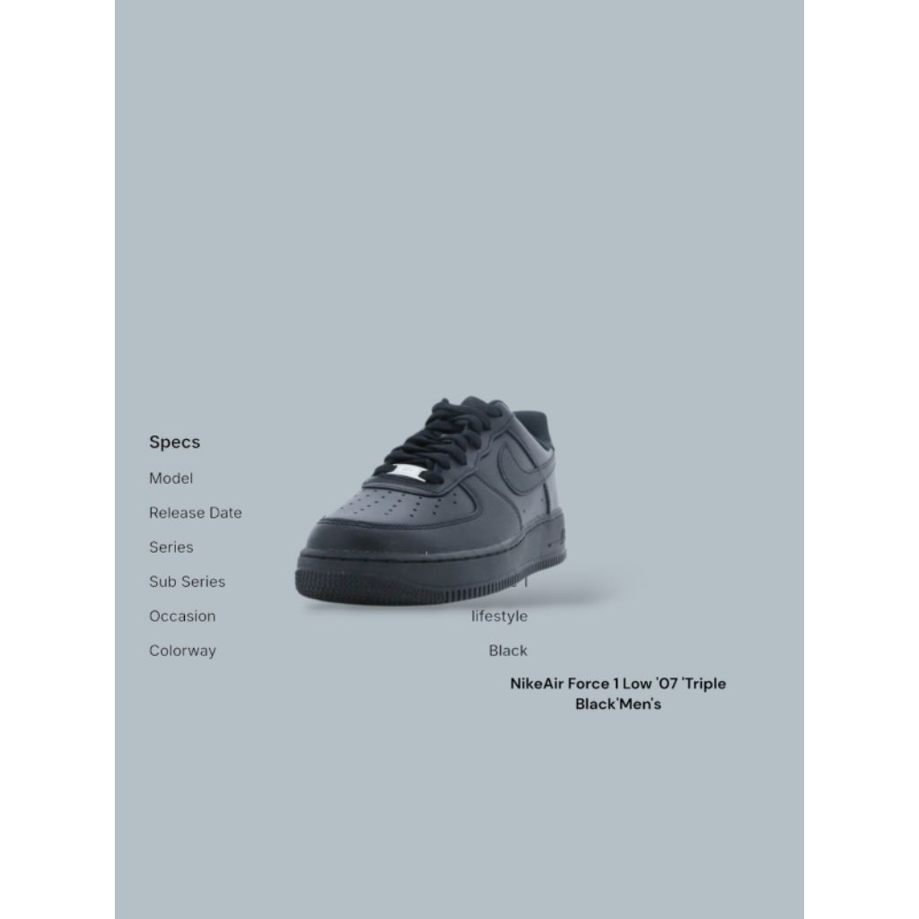 NikeAir Force 1 Low '07 'Triple Black' Men's Sneakers