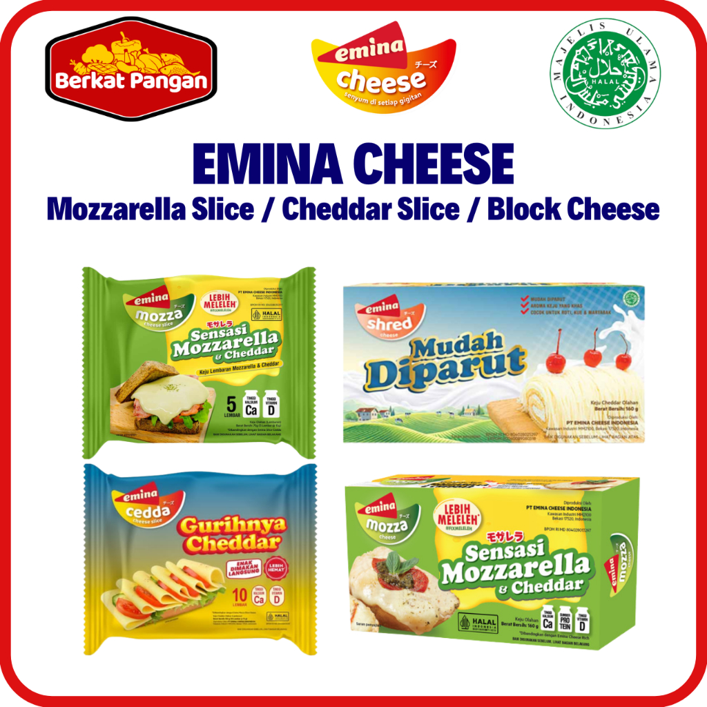 Emina Slice Cheese Mozzarella / Cheese Blocked / Keju Parut/ Cheddar