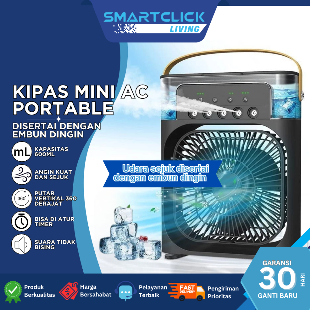 SmartClick Kipas Angin AC Mini Turbo Air Cooler Diffuser Kipas Blower Portable Pendingin Ruangan