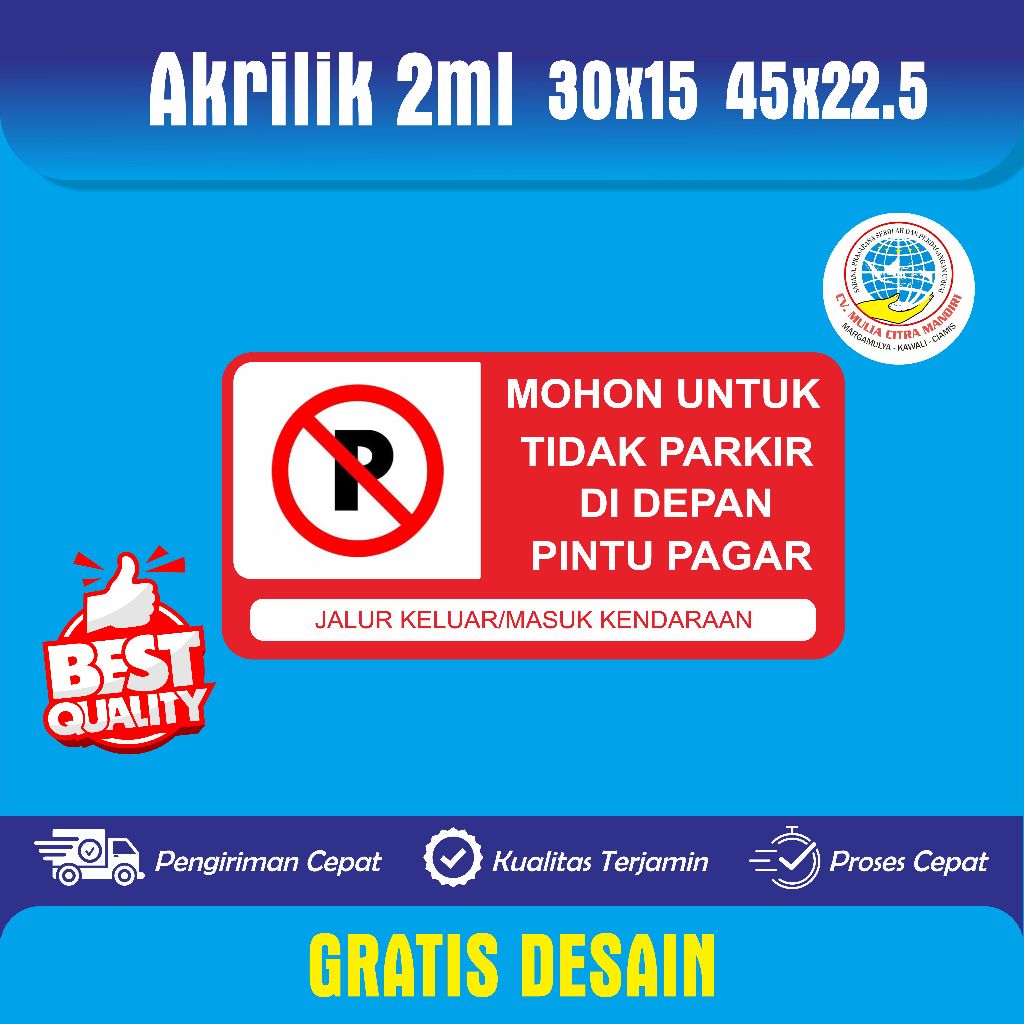 

SIGNBOARD AKRILIK DILARANG PARKIR TIPE 3 I SIGNBOARD CUSTOME