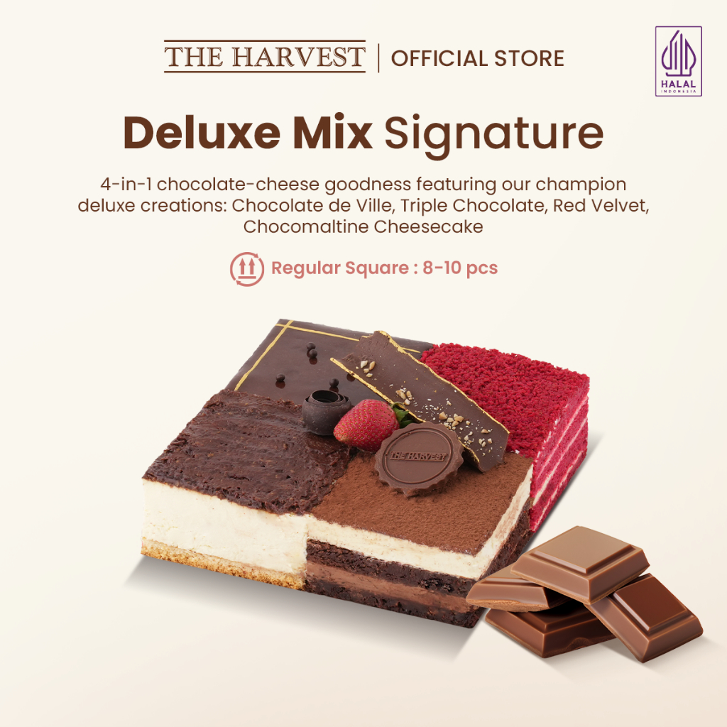Deluxe Mix Signature Regular Square | Kue Ulang Tahun Rasa Dengan Pilihan 4 Rasa Coklat Dan Keju Pre