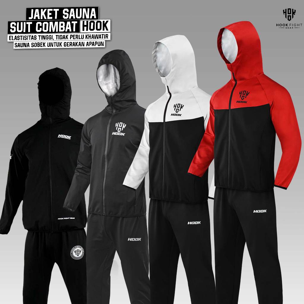 Jaket Sauna Suit Olahraga Baju Jas Pembakar Lemak Elastis Hook Baju Sauna Olahraga Pembakar Lemak Ho