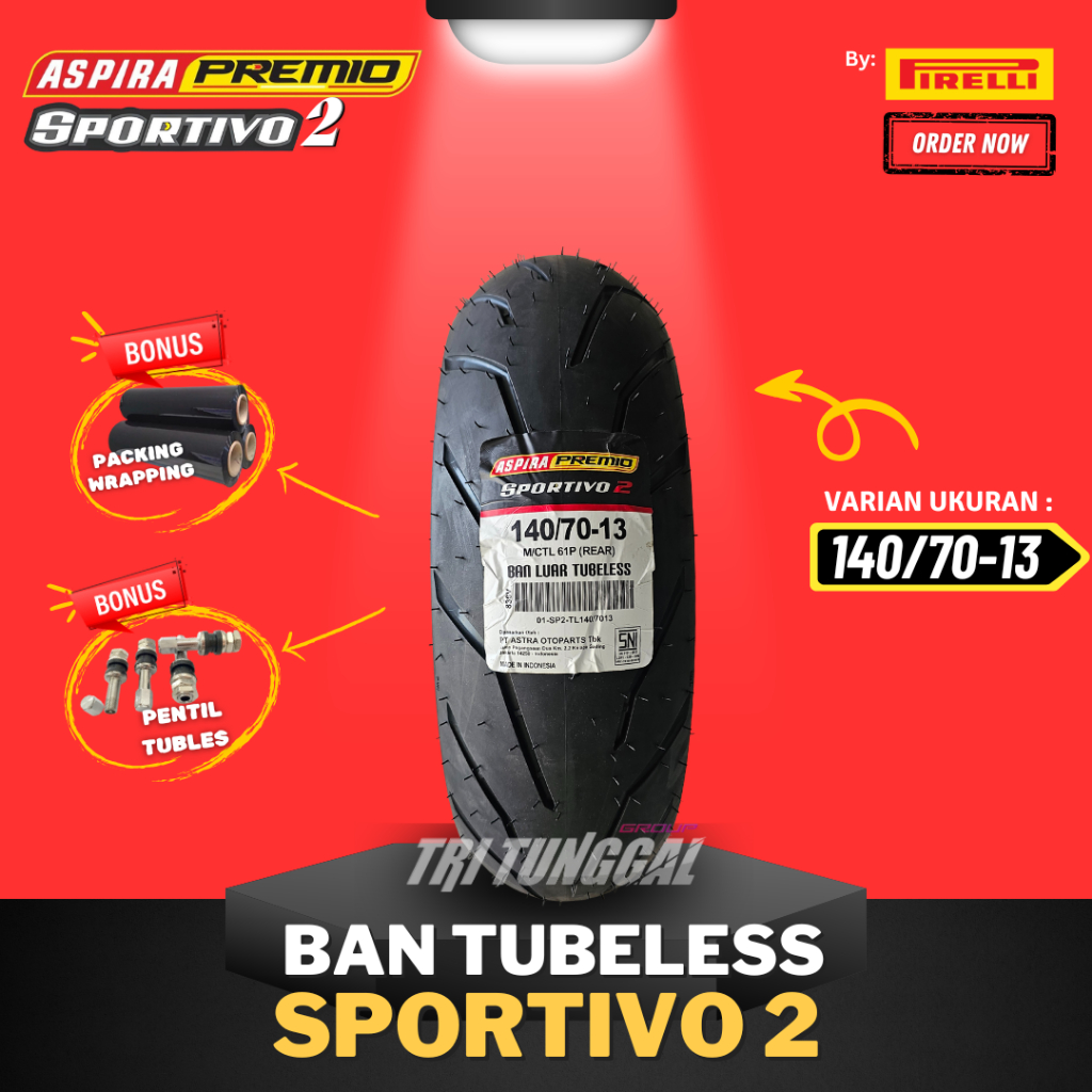 [READY COD] BAN ASPIRA PREMIO SPORTIVO 2 ( 140/70-13 ) TUBELESS MEDIUM SOFT COMPOUND RING 13 / BAN M