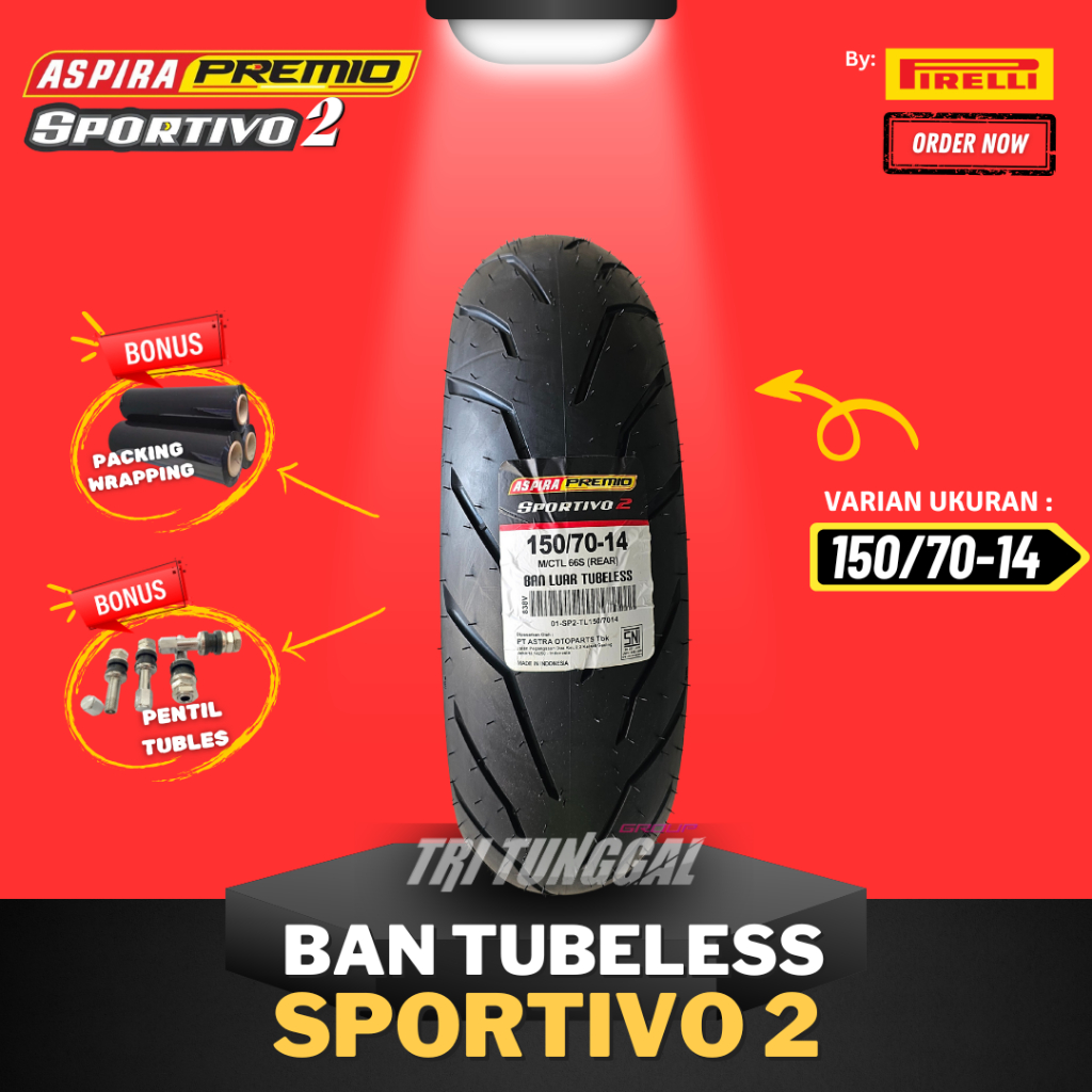 [READY COD] BAN ASPIRA PREMIO SPORTIVO 2 ( 150/70-14 ) TUBELESS MEDIUM SOFT COMPOUND RING 14 / BAN M