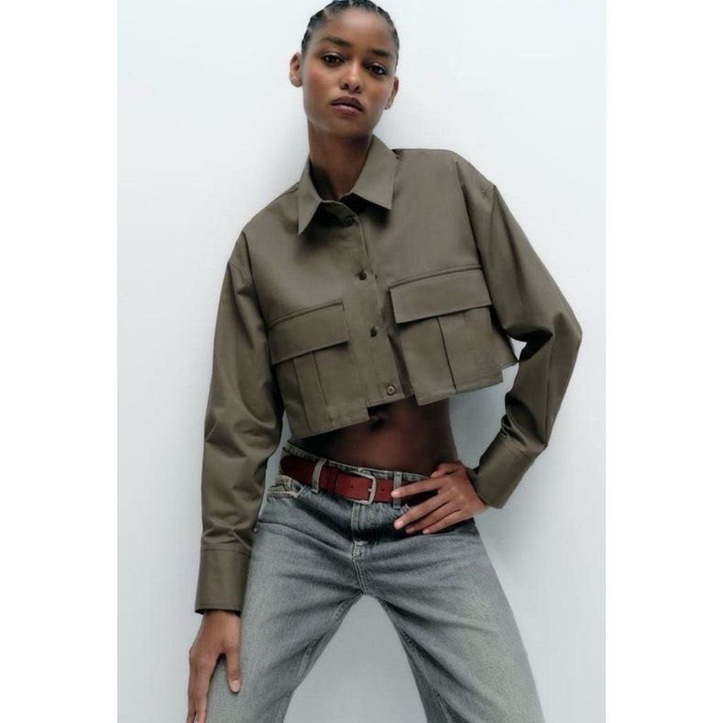 Zara Poplin Crop Shirt