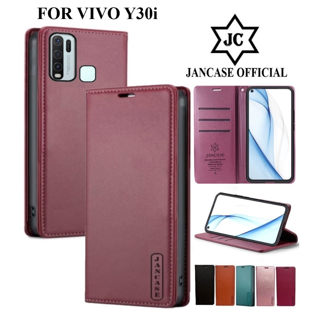 flip case wallet VIVO Y30I kulit premium bisa buka tutup dan standing