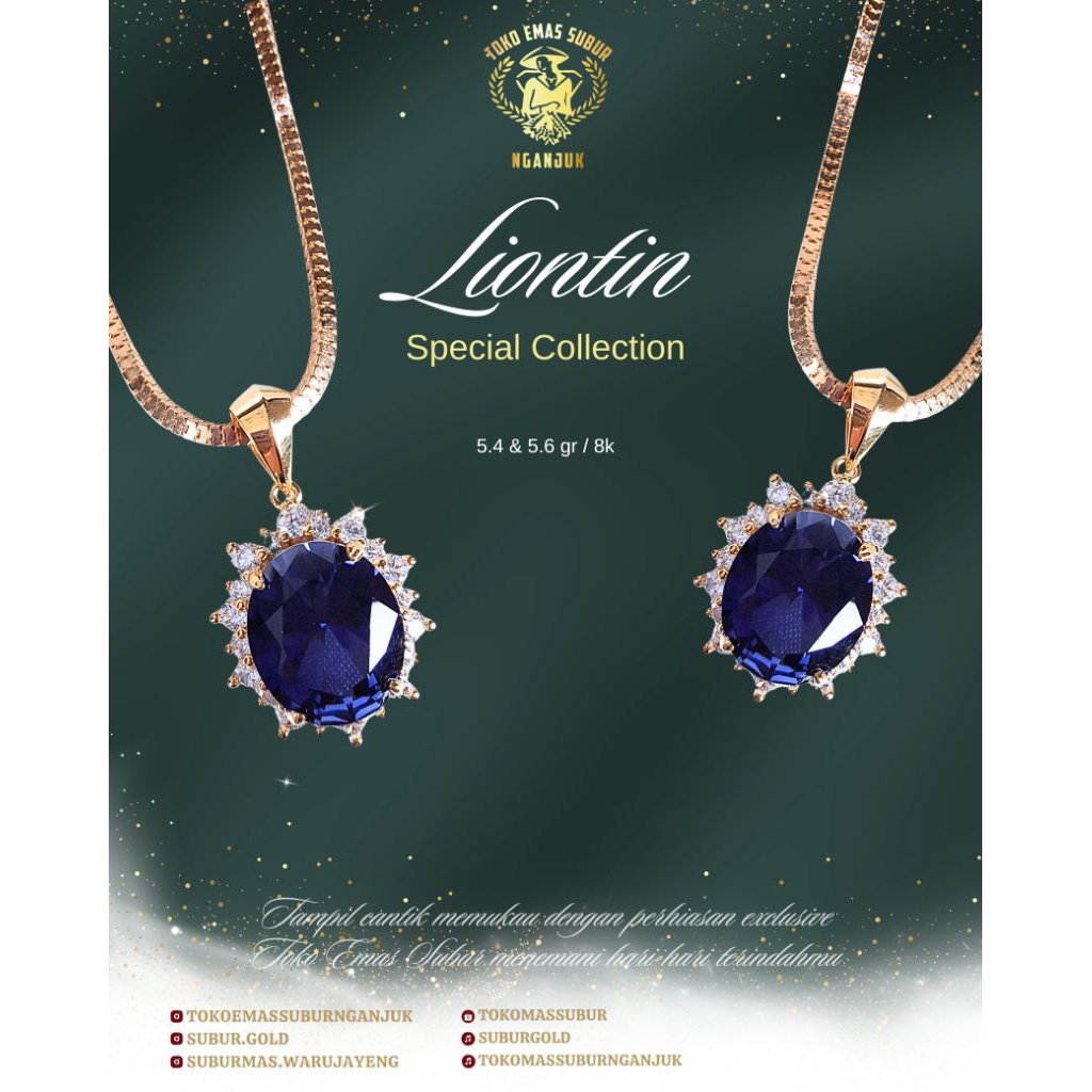 Liontin batu biru 8k