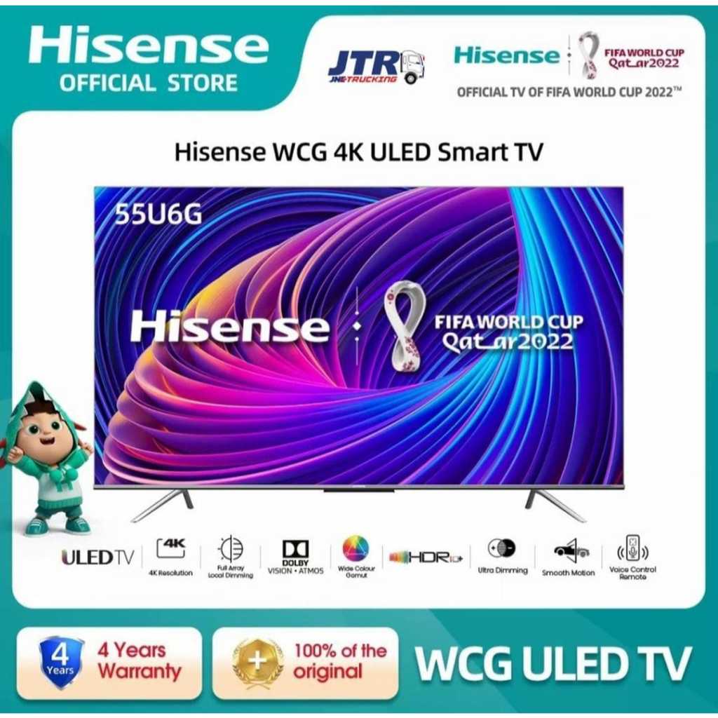 HISENSE TV 55'INCH 55U6G WCG 4K ULED SMART TV
