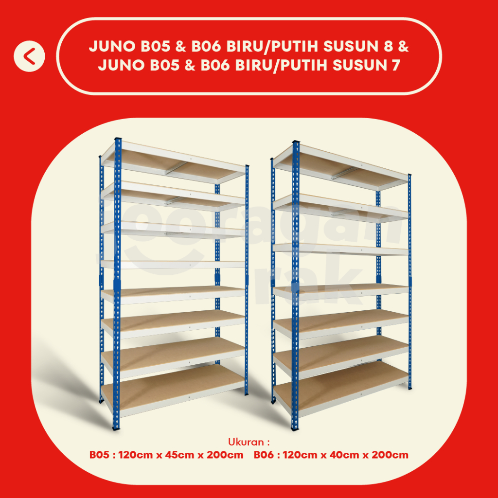 KRISBOW RAK BESI GUDANG SIKU LUBANG SERBAGUNA TIDAK PERLU BAUT HEAVY DUTY | BIRU - PUTIH