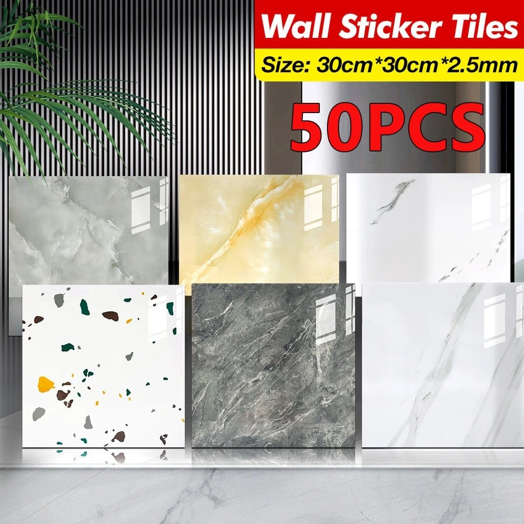 50pcs Wallpaper dinding VINYL Marble 30 x 30 cm / Lantai Vinyl Keramik Marbel Granit / Stiker Lemari