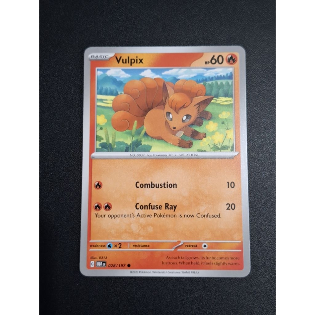 kartu pokemon original common vulpix obf 028/197