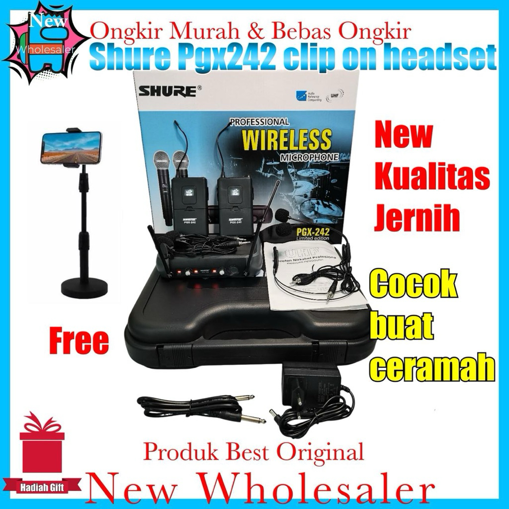 Mic wireless ShurePgx242 Clip on Headset New Jernih Hd original