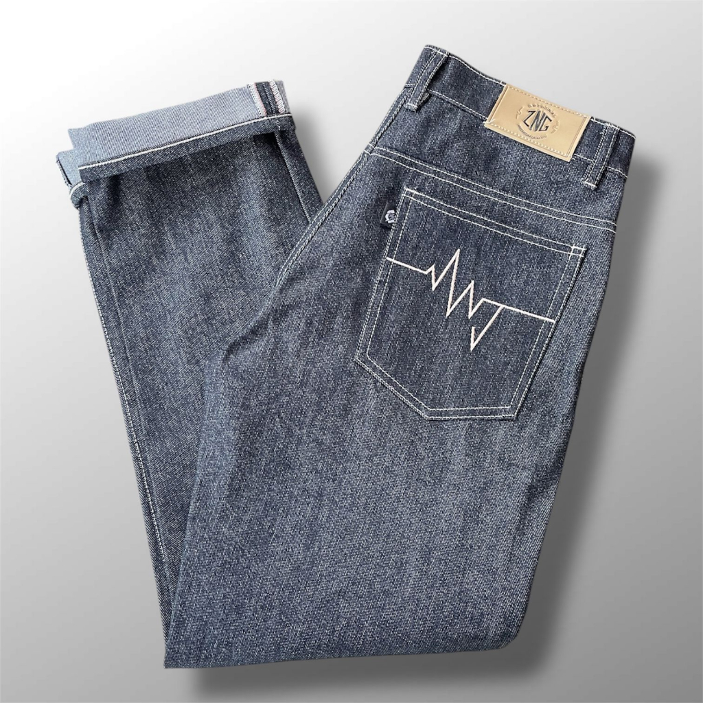 SZAS STORE - Denim Pants Black Indigo 14oz Selvedge Accent Polos