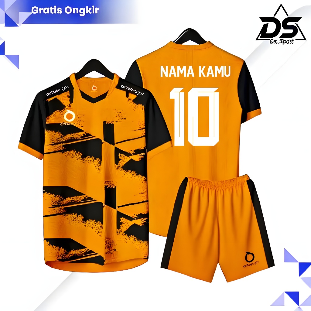Setelan Baju Bola Dewasa Ortuseight Custom Nama+Nomor, Jersey Futsal Dewasa Unisex Bahan Dry-Fit