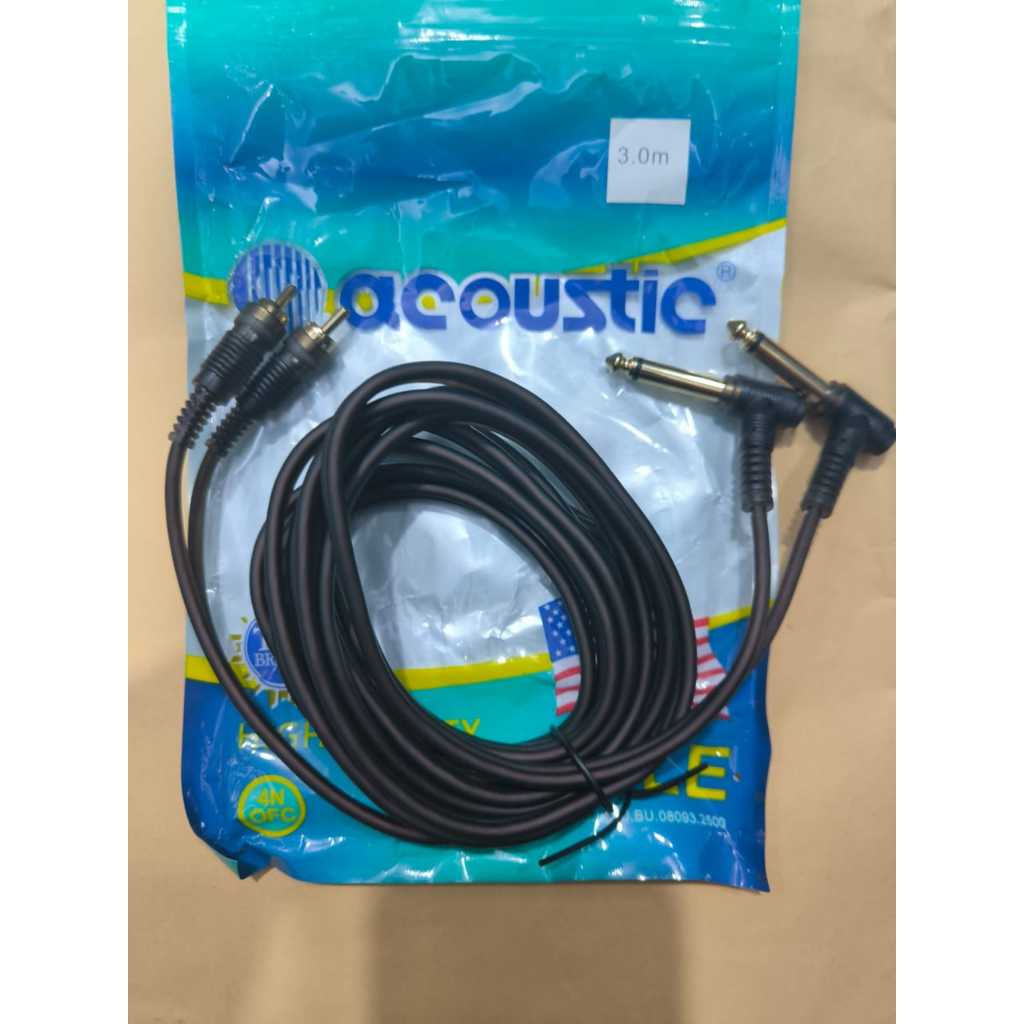 Kabel Audio Mixer Jack 2 Akai Mono TO 2 RCA 3 M Acoustic / Kabel Akai To Rca 2-2 Rca To Akai Mono