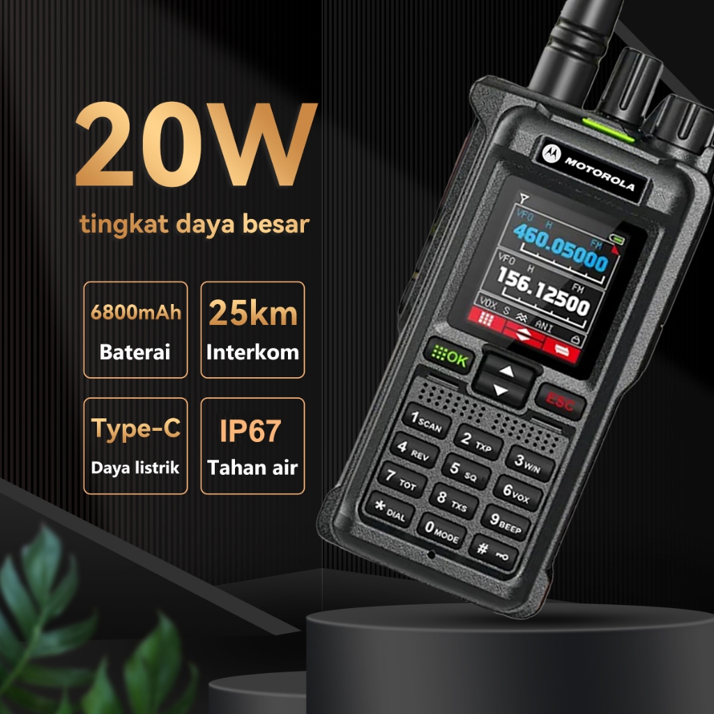 Walkie-talkie berdaya tinggi 20W MOTOROLA Walkie-talkie IP67 tahan air  jarak jauh 25KM radio HT Han
