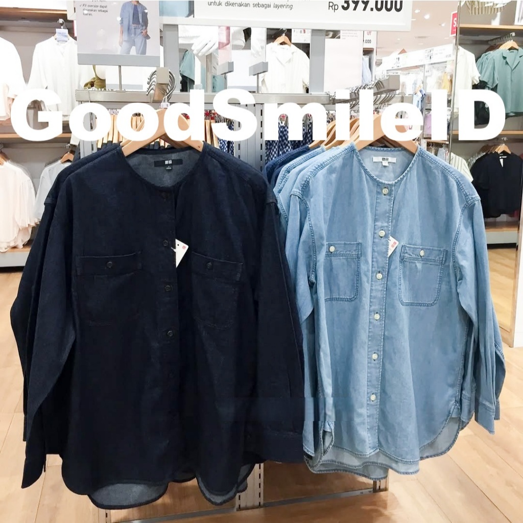 SALE Women Jaket Kemeja Denim Lengan Panjang Atasan Jeans Wanita Cewek Outer Jaket JASTIP UNIQLO